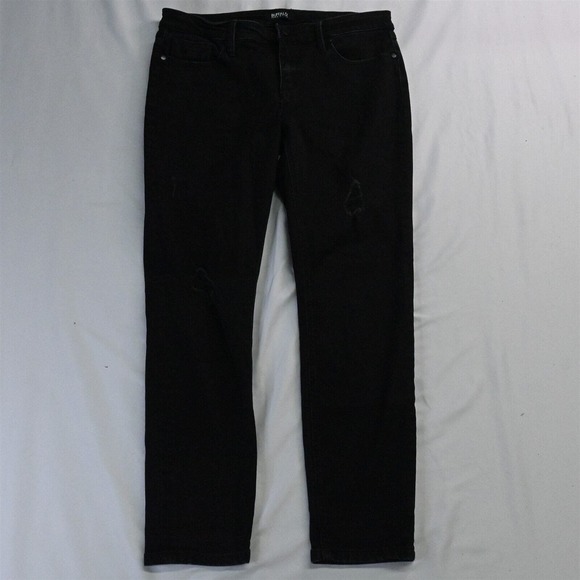 Buffalo David‎ Bitton 8 / 29 Jess Mid Rise Skinny Black Rip Repair Denim Jeans - Picture 1 of 5